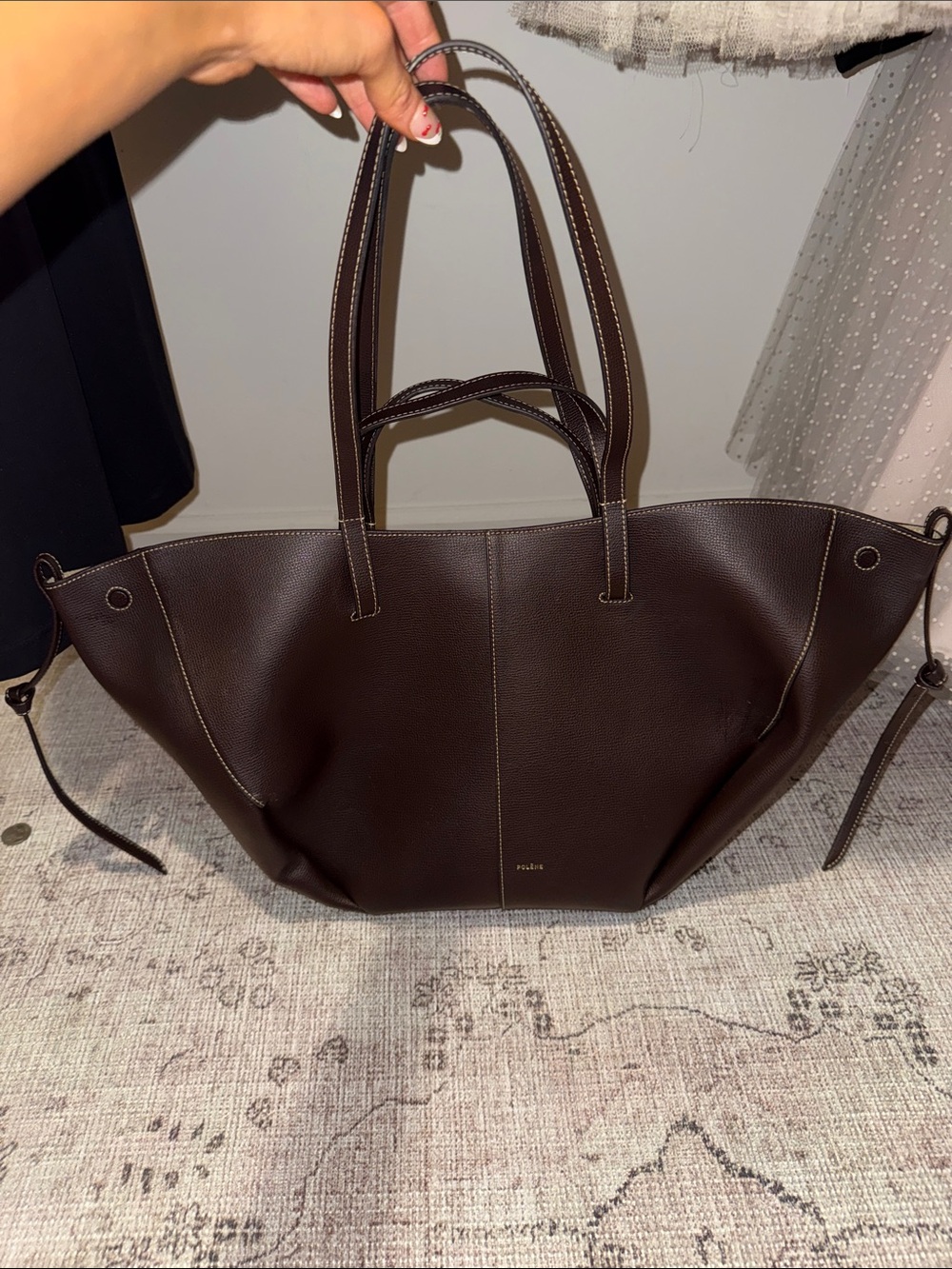 POLENE CYME TEXTURED EBONY BAG - Picture 4 of 17